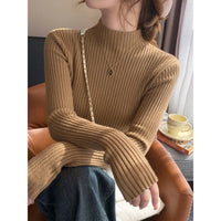 Solid Color Slim Tops Chic Autumn Winter 2026 Pullovers Women Long Sleeve Casual Turtleneck Warm Basic Sweater Knit Jumpers