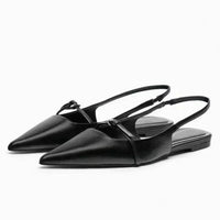 2025 New Bling Women Sandal Fashion Pointed Toe Shallow Slip on Ladies Elegant Slingback Shoes Med Heel Flat Shoes