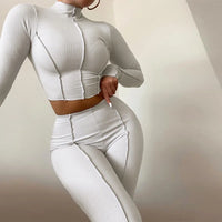 Ladies Matching Set High Waist Slim Pants Suit Jumpsuit Overall Spring Summer