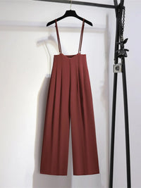 2026 Summer Long Pants, Slimming High-Waisted Draped Wide Leg Blazer Pants, Suspender Trousers Jumpsuit