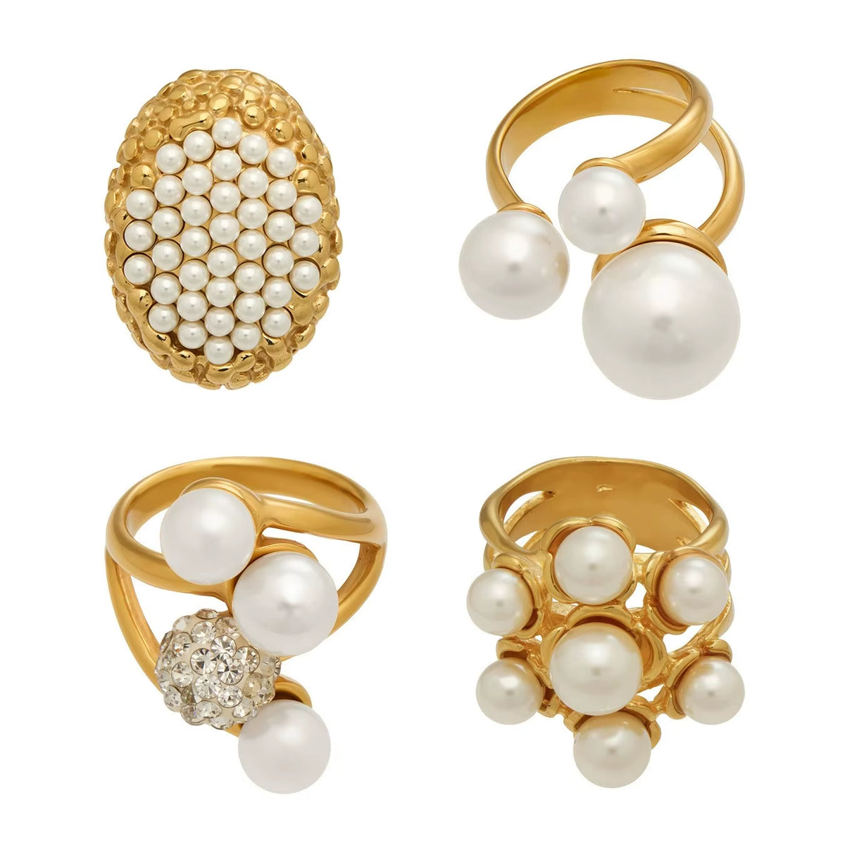 Bague Épaisse Femme | Acier Inoxydable et Perles