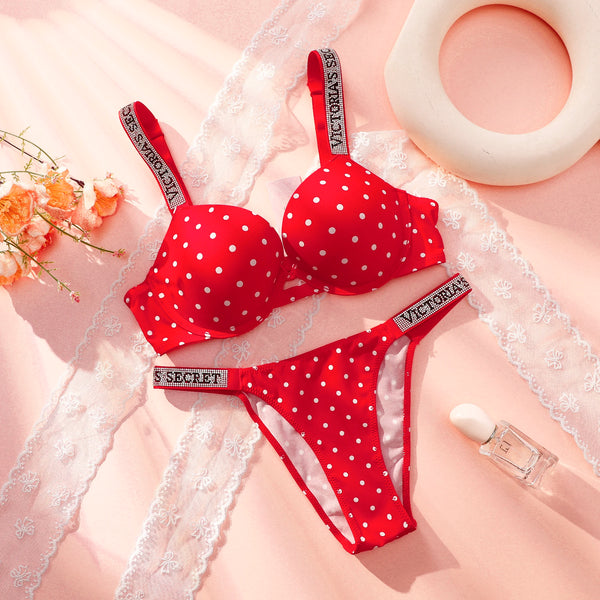 Victoria Secret New Women Polka Dot Lace Push up Bra and Panty Set Sexy Lingerie Sleepwear plus Size Comfortable Luxury