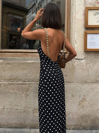 Sexy Beading Suspender Backless Dress Women Polka Dot Sleeveless Bodycon Party Dresses 2026 Summer Lady New Slim Street Robes