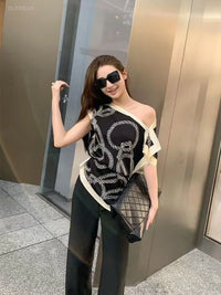 Temperament Lady Tops Summer Blouses Women'S Clothes off Shoulder Irregular Shirts Loose Print Skew Collar Sexy Camisas De Mujer