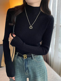 Solid Color Slim Tops Chic Autumn Winter 2026 Pullovers Women Long Sleeve Casual Turtleneck Warm Basic Sweater Knit Jumpers