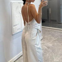 New Women'S Summer Commuting Outfits Fashion Asymmetrical Sleeveless Top + Pants 2 Piece Casual Striped Printed Straight Suits