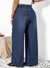 Plus Size Wide Leg Jeans for Women, High Waist Patchwork Design, Loose Fit Denim Jeans, Comfortable and Stylish