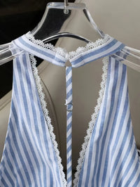 Women Blouse Shirt New Summer Sleeveless Halter Slim Sexy Backless Striped Blouse Shirt Women Tops Blusas Para Mujer 2026 Q3828