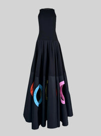 Women'S Colorblock Cut Out round Neck a Line Dress, Chic Elegant Sleeveless Cocktail Maxi Dress Elegant Evening Wear for Party Evening Formal Occasions, Ladies' Clothes for Spring & Fall