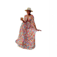 Long Dress Women Dresses a Line Vestidos Y2K Streetwear V Neck Full Sleeve Print Dot Elegant Party Night Work High Waist 2026