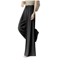 Slim Wide Leg Pants Women'S Drapey Suiting Fabric High Waist Long Pants Straight Cut Trousers Korean Style Casual Fashion