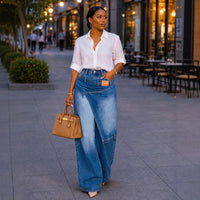 Denim Pant Women Jeans Vintage Wide Leg Long Pants High Waist Straight Trousers Y2K Streetwear Elegant Work Casual Loose 2026