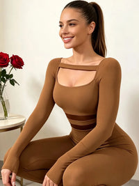 XL-5XL plus Size Women Workout Jumpsuit Yoga Bodycon One Piece Long Sleeve Top Leggings Romper Big Size Sports Jumpsuit