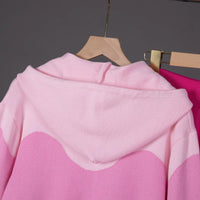 Women Knitted Pullove Two Piece Outfit Spliced Hooded Crop Top Elastic Waist Wide Leg Pants Casual Tracksuit Outfits Autumn