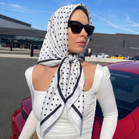 2026 Silk Shawl Square Scarf for Women Print Headband Foulard Satin Hijab Hair Bands Neckerchief Female Head Wraps Bandana