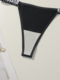 Popular Sexy Letter Underwire Push up Bra Lingerie Set for Women 2 Piece Solid Underwear Comfort Knit Strap