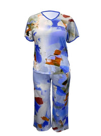 2 Piece Sets Women Outfit Fashion Print Top and Trousers Female Clothing Summer Suit Pants for Ladies Casual plus Size Clothes