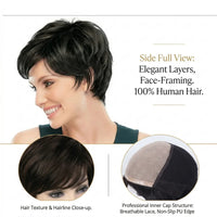 Rich Chocolate #2 Dark Brown Pixie Cut Wig 6X6 Silk Base PU Front Glueless Wear and Go Wig 100% Brazilian Remy Hair Short Wigs