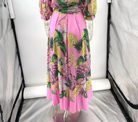 Elegant Floral Print Dress 2 Piece Skirt Suits Women Summer Long Sleeve Shirts Blouse Flower Dress Outfits Beach Holiday Dresses
