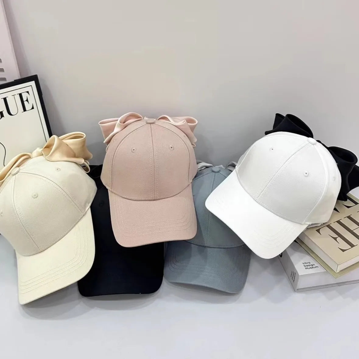 Summer Bowknot Baseball Cap - Fashion Satin Large Bow Back Detail Cap, UV Shade Visor Hat for Women