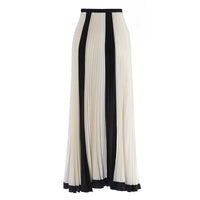 New Cross-Border Foreign Trade Women'S Chiffon Color Matching Pleated Skirt Folding Splicing Chiffon Skirt
