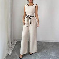 2026 New Spring Rafferiza Casual Vacation round Neck Color-Block Sleeveless Women'S Jumpsuit Clothing Y2K、 Beach