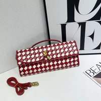 Women'S Checkered Woven Clutch Bag Gold Knot Clasp Convertible Strap Multi-Color