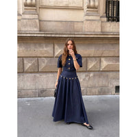 Summer 2026 Women'S Fashion Casual Denim Set Skirt with Unique Metal Button Strap Trendy and Stylish