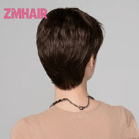 Rich Chocolate #2 Dark Brown Pixie Cut Wig 6X6 Silk Base PU Front Glueless Wear and Go Wig 100% Brazilian Remy Hair Short Wigs