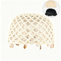 Starfish Hat Boho Pearl Trim Cap Summer Shell Crochet Head Beanie Cap Women Cap for Beach Travel