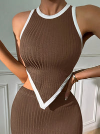 Women'S Elegant New Summer Ribbed Vest Paired with a Short Skirt Fashion Set