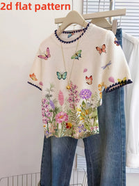 Floral Pattern Women's Top – Short Sleeve