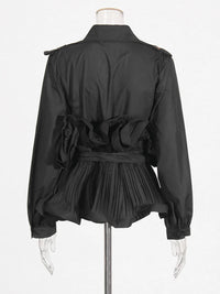 Solid High Street Patchwork Lace up Blouse for Women Lapel Long Sleeve High Waist Spliced Ruffles Shirts Female New