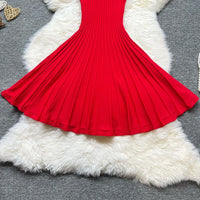 Korean Fashion A-Line Knitted Short Dress 2026 New Y2K Summer Red Black Pleated Party Dress Streetwear Lady Vestidos