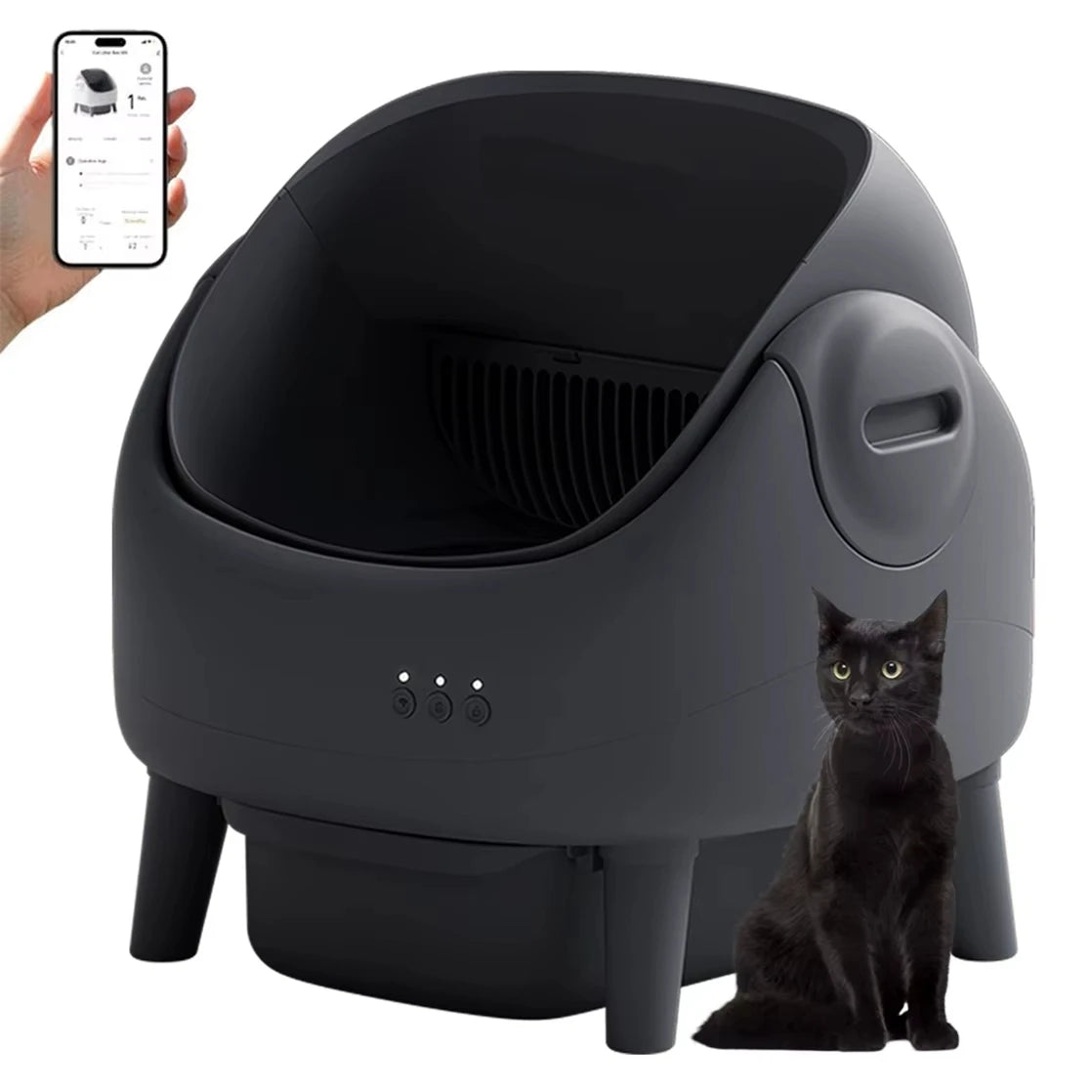 Low Noise Odor-Proof Wifi Remote App Control Large Electric Automatic Smart Open Top Self-Cleaning Cat Toilet Litter Box