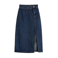 Women'S Midi Denim Skirt Spring Side Split High Wasit Jeans Skirts Straight Female A-Line Pencil Skirt 2023 New Summer