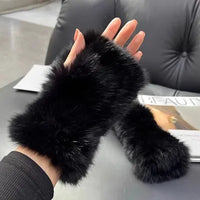 Hot Sale Winter Real Fur Golve Women Outdoor Warm 100% Natural Rabbit Fur Gloves Knit Thick Natural Soft Real Rabbit Fur Mittens