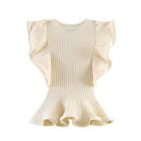 Women Knitted Top – Ruffle Sleeveless Slim Fit