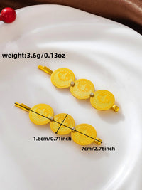 A Pair of Fashionable Hairpin Coin Tassel Gold Simple-Edge Clip Ladies' Accessory Single Clip