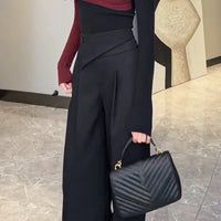 High Waist Narrow Version Wide Leg Pants Waist Straight Pants Drape Versatile Trousers Suit Pants High Quality Women'S Trousers