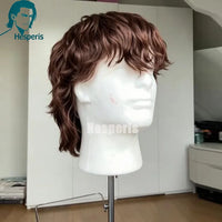 613 Blond Hair Shaved Side Mullet Full Lace Wig with Bangs Natural Wave Human Hair Wig for Men Fahion Male Wig Boy Cut