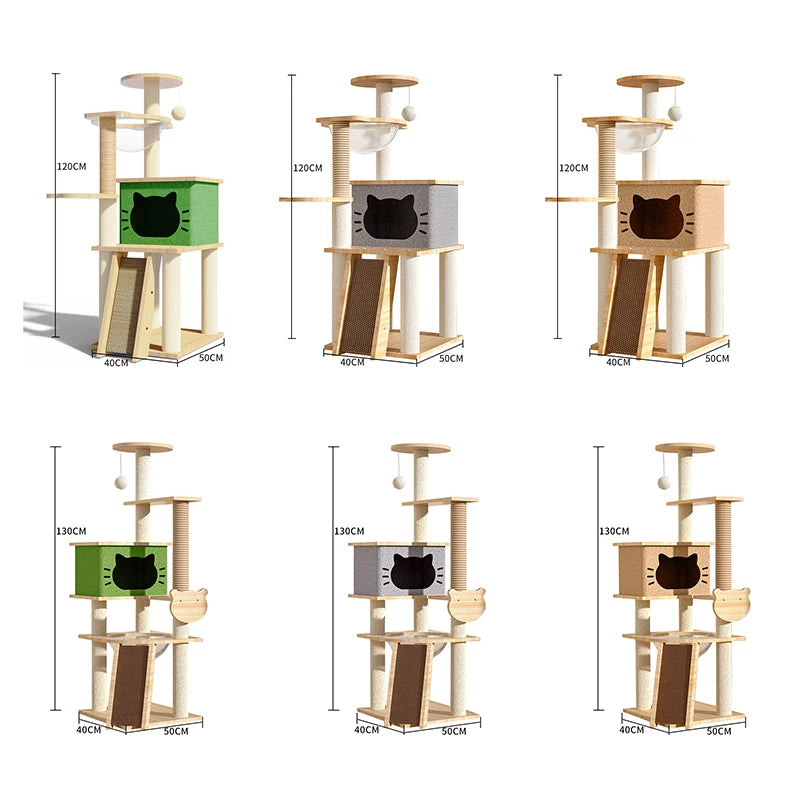 Wholesale Modern Large Multi-Layer Luxury Wooden Folding Cat Climbing Tree Frame with Carton Packaging for Cats Christmas
