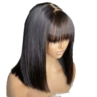 European and American Fashion Full-Coverage Synthetic High-Temperature Fiber Wig with Bangs, Medium-Long Hair