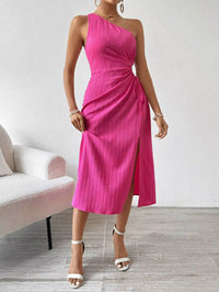 Fashion Dresses Women Solid Color Slant Neck Sleeveless Backless Dress Female Office Commuter Gown
