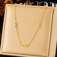 316L Stainless Steel Golden Infinite Necklace Bracelet Earrings Suit Women 2024 New Number Digit8 Non-Fading Jewelry Set