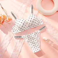 Victoria Secret New Women Polka Dot Lace Push up Bra and Panty Set Sexy Lingerie Sleepwear plus Size Comfortable Luxury
