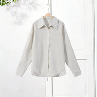 Fashion Solid Two-Piece Set Women'S Lapel Single Breasted Back Lace up Shirt Loose Pants 2026 Summer New Lady Casual Outfit