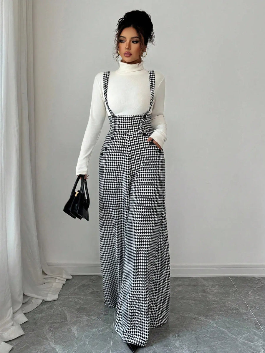 Salopette Femme | Noire et Blanche à Jambes Larges