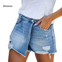 Women'S Ripped Denim Shorts with Asymmetrical Hem and Distressed Details, Casual Summer Jean Hot Pants in Multiple Washes