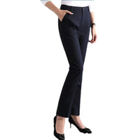 High Waist Straight Leg Thin Formal Pants for Women Black Workwear Tailored Trousers Comfortable Casual Polyester Fibre